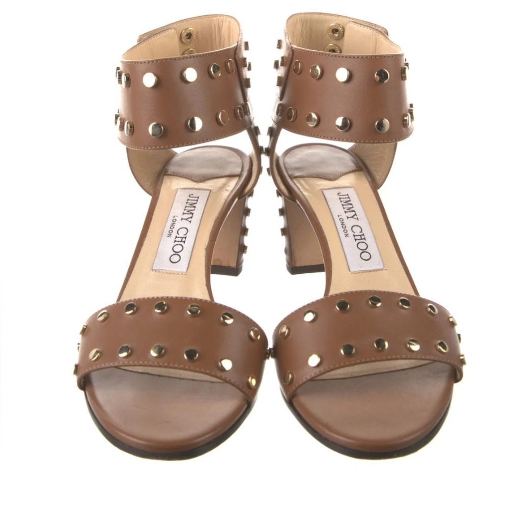 Jimmy Choo Brown Studded Women's Sandals w/comfortable heel - like new!